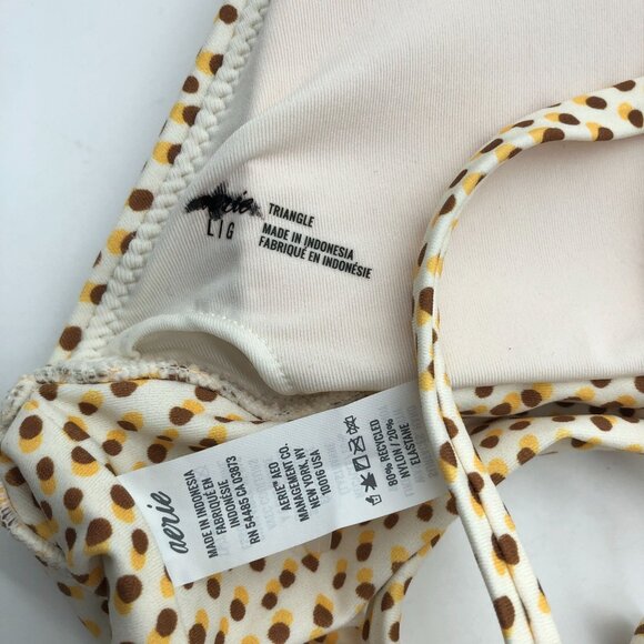 Aerie Polka Dot Halter Bikini Top Triangle Removable Cups Ruffle L - Picture 3 of 4